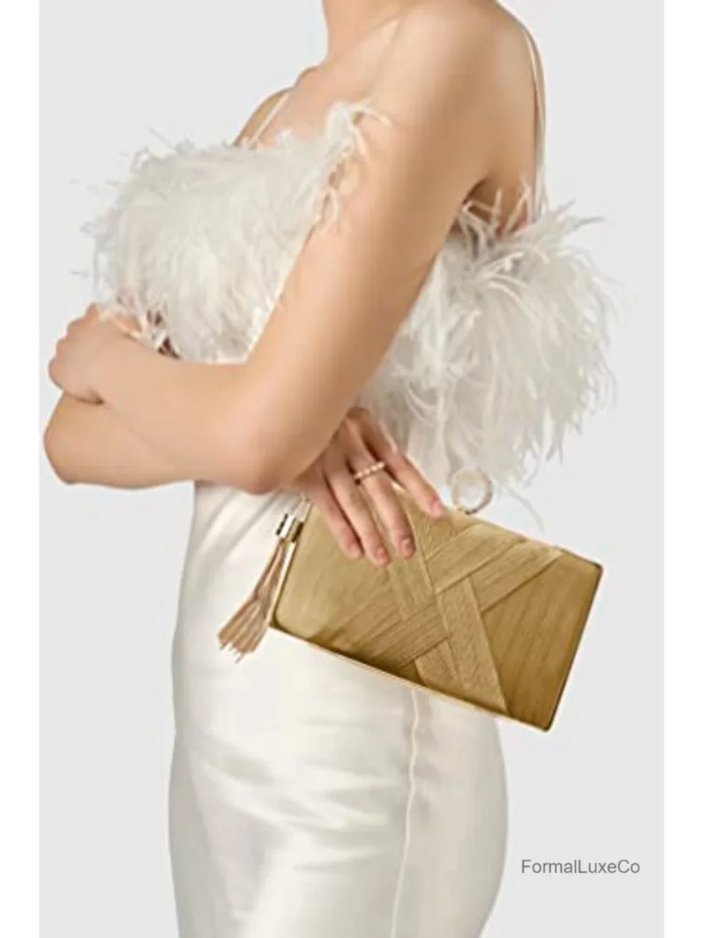 Evening Bag Tassel Pendant Clutch Rhinestone Satin Clutch Purse for Party Prom